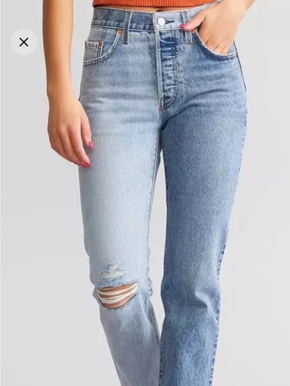 Levi’s 26 Two-Tone Denim Jeans with Cuffed Hem